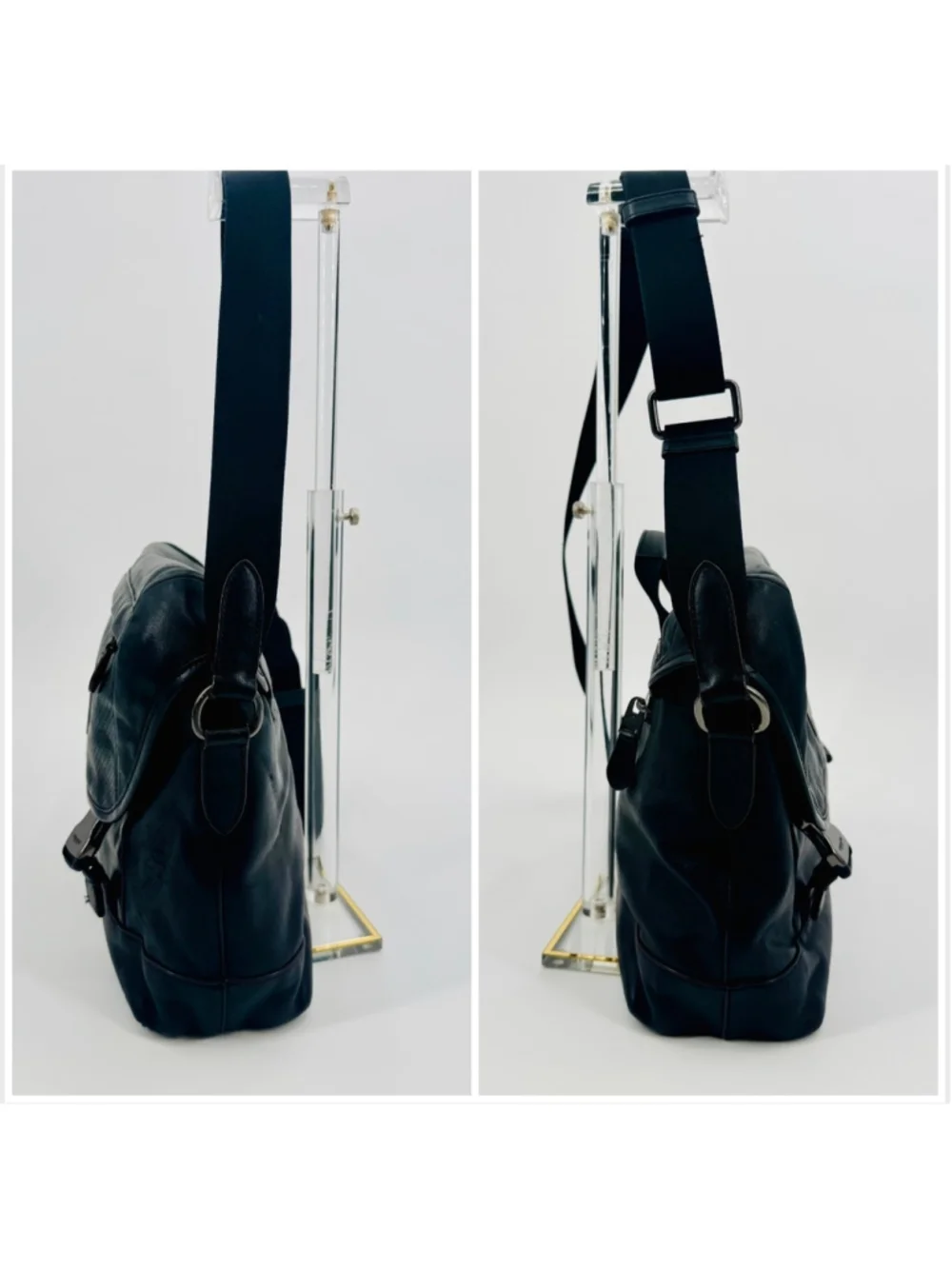 Men's Coach F79902 Ranger Calf Leather Messenger Bag, Black